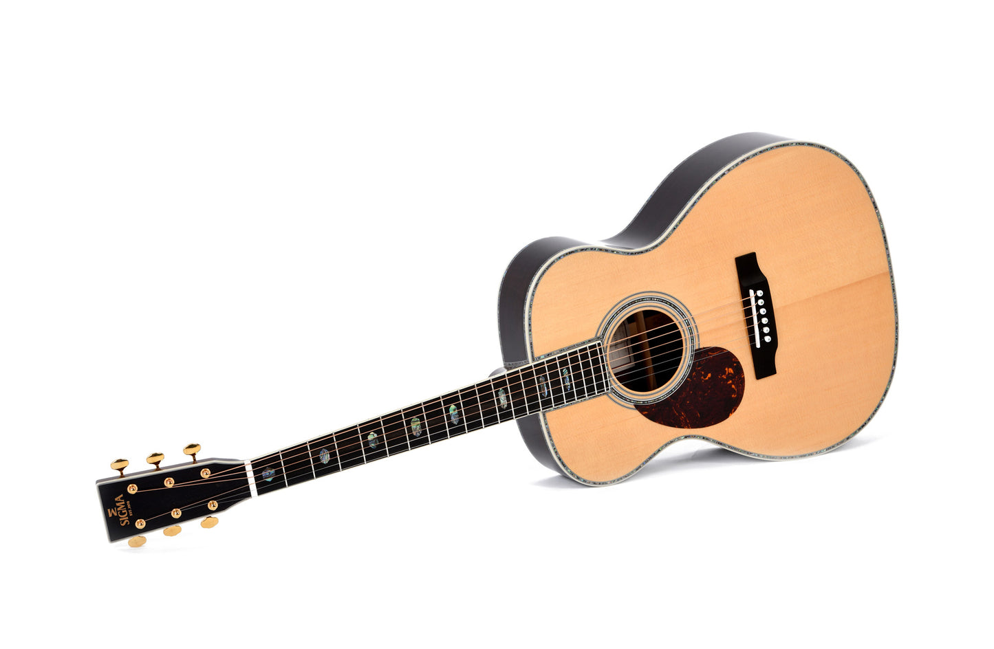 Modèle SOMR-45L, Orchestra Model, table épicéa massif, f/e palissandre massif, touche ébène, étui, naturel brillant, gaucher