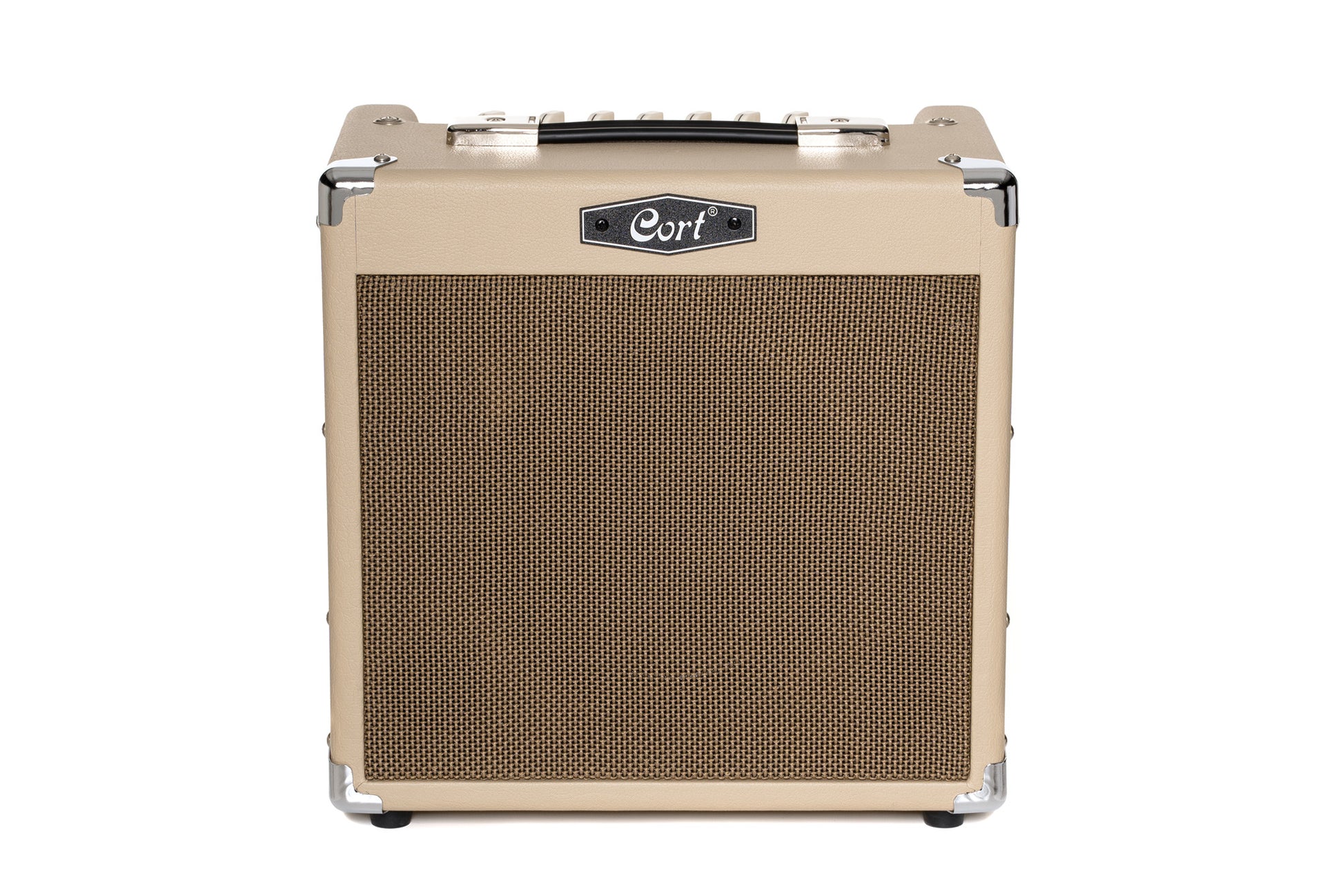 Ampli guitare 15W, 1 x 8", 2 canaux, égaliseur 3 bandes, réverb, entrée CD/MP3 mini-Jack, sortie casque mini-Jack, white sand