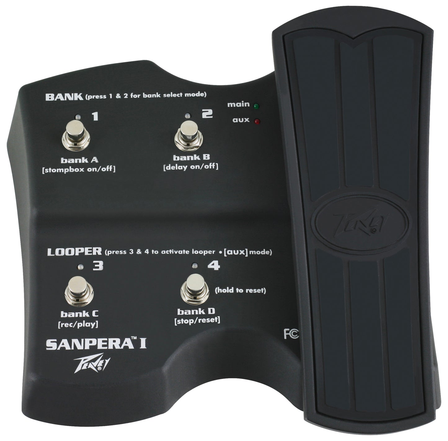 Pédalier de contrôle pour amplis VYPYR, pédale d'expression réglable et assignable, 4 boutons de sélection avec LED