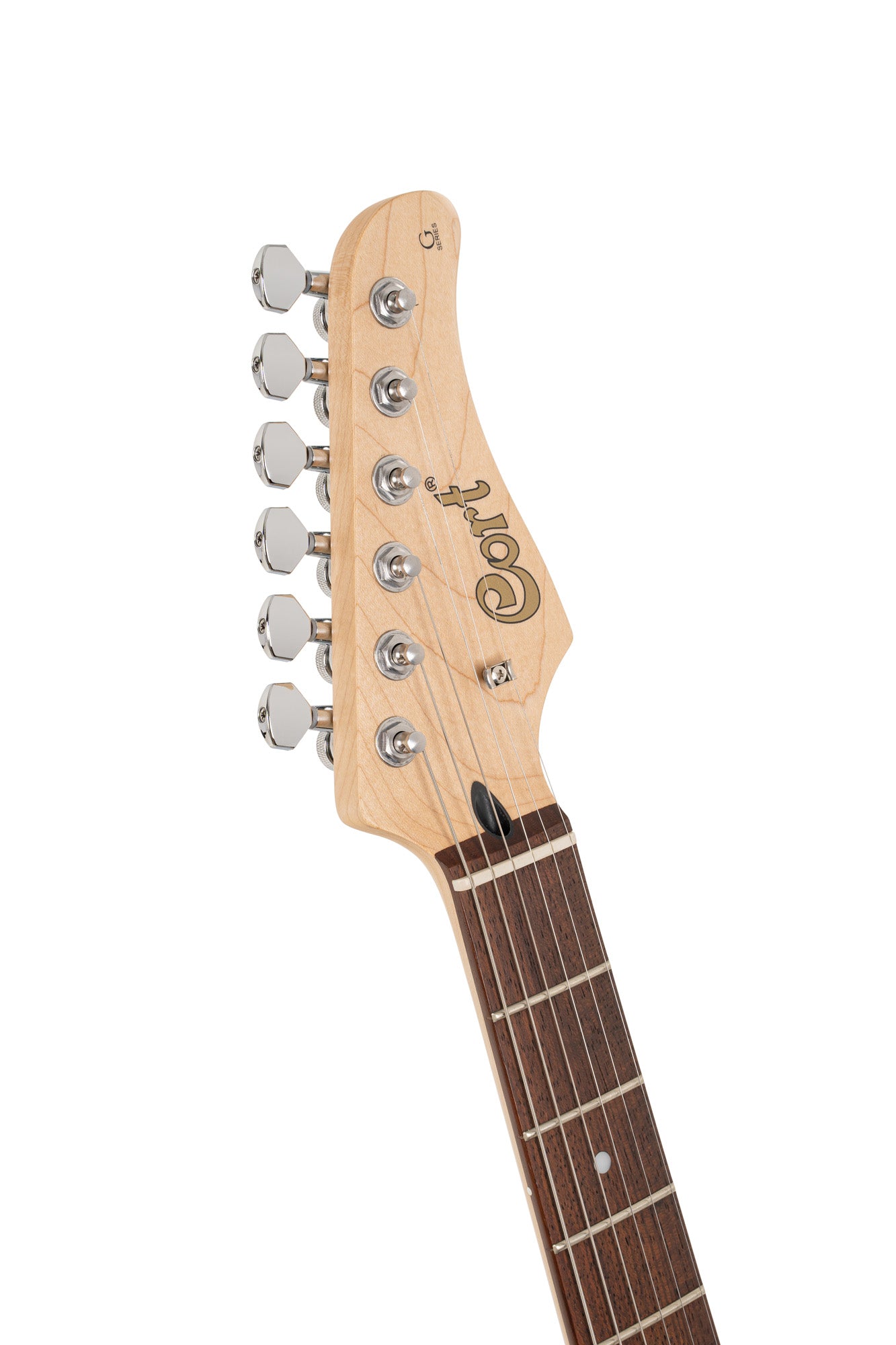 G200, corps peuplier, manche érable, touche jatoba , 2 micros simples et 1 double Powersound, plaque blanche, noir