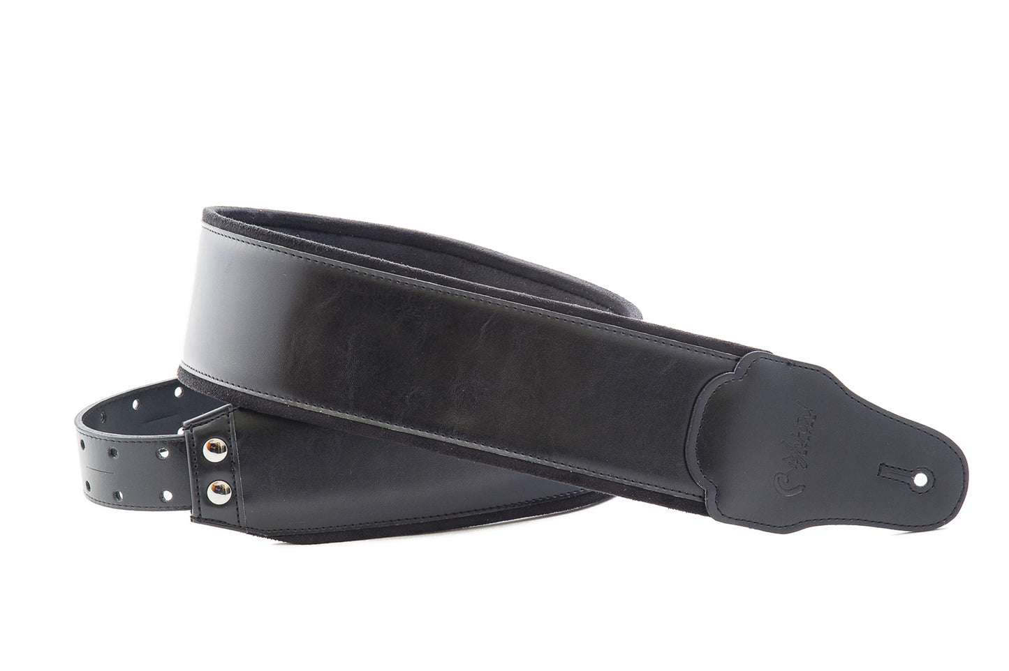 Courroie modèle B-CHARM, extérieur synthétique, largeur 8 cm, longueur 98 à 153 cm, porte-médiators intégré, noir