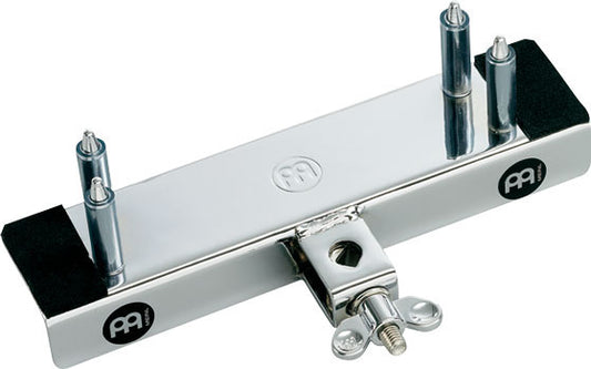 Support pour tambourin, protections caoutchouc, avec attache, acier chromé