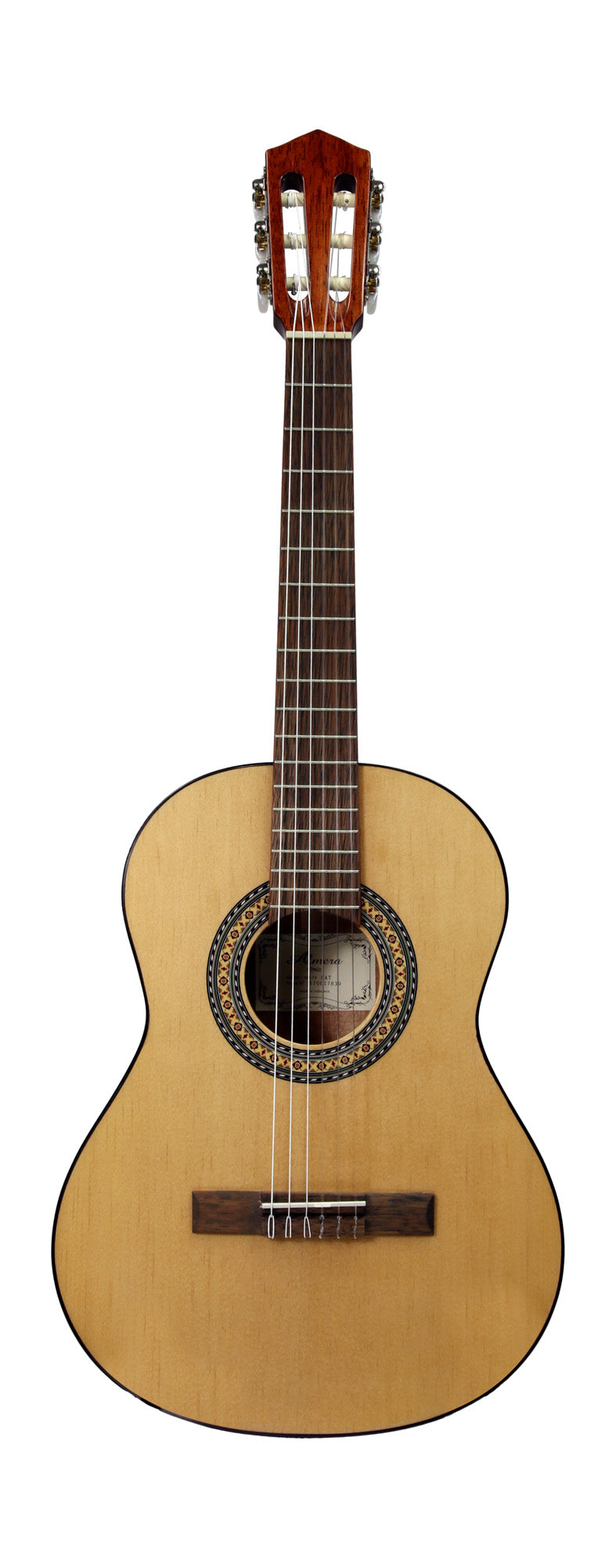 Guitare classique 3/4, table épicéa, fond & éclisses acajou, manche acajou, sillet 45 mm, cordes Bosset, naturel brillant