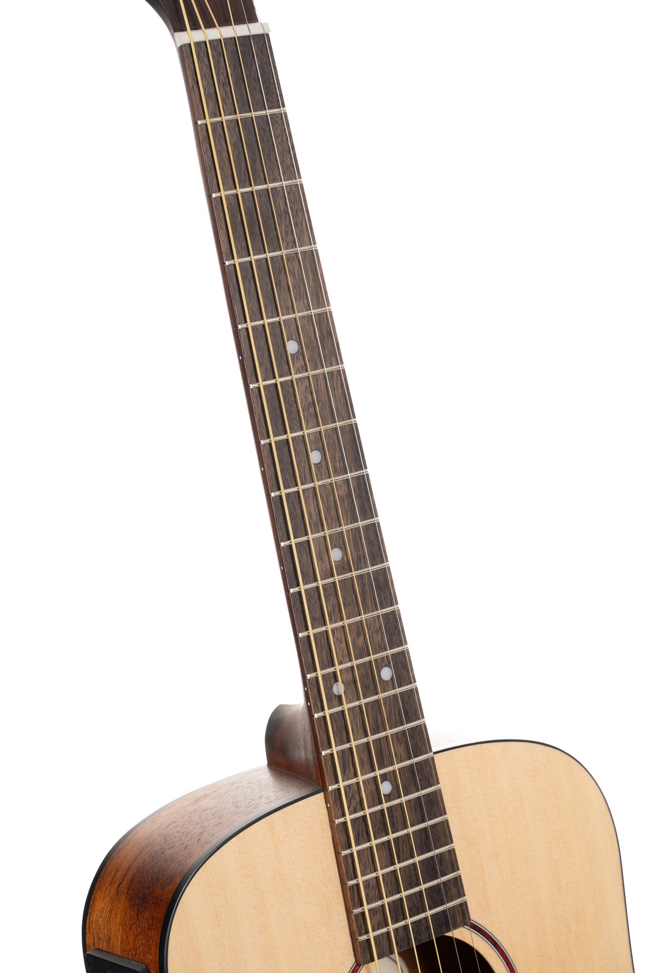 Earth Go, modèle Dreadnought 3/4, table épicéa massif, fond & éclisses acajou, HyVibe 2, housse, naturel pores ouverts