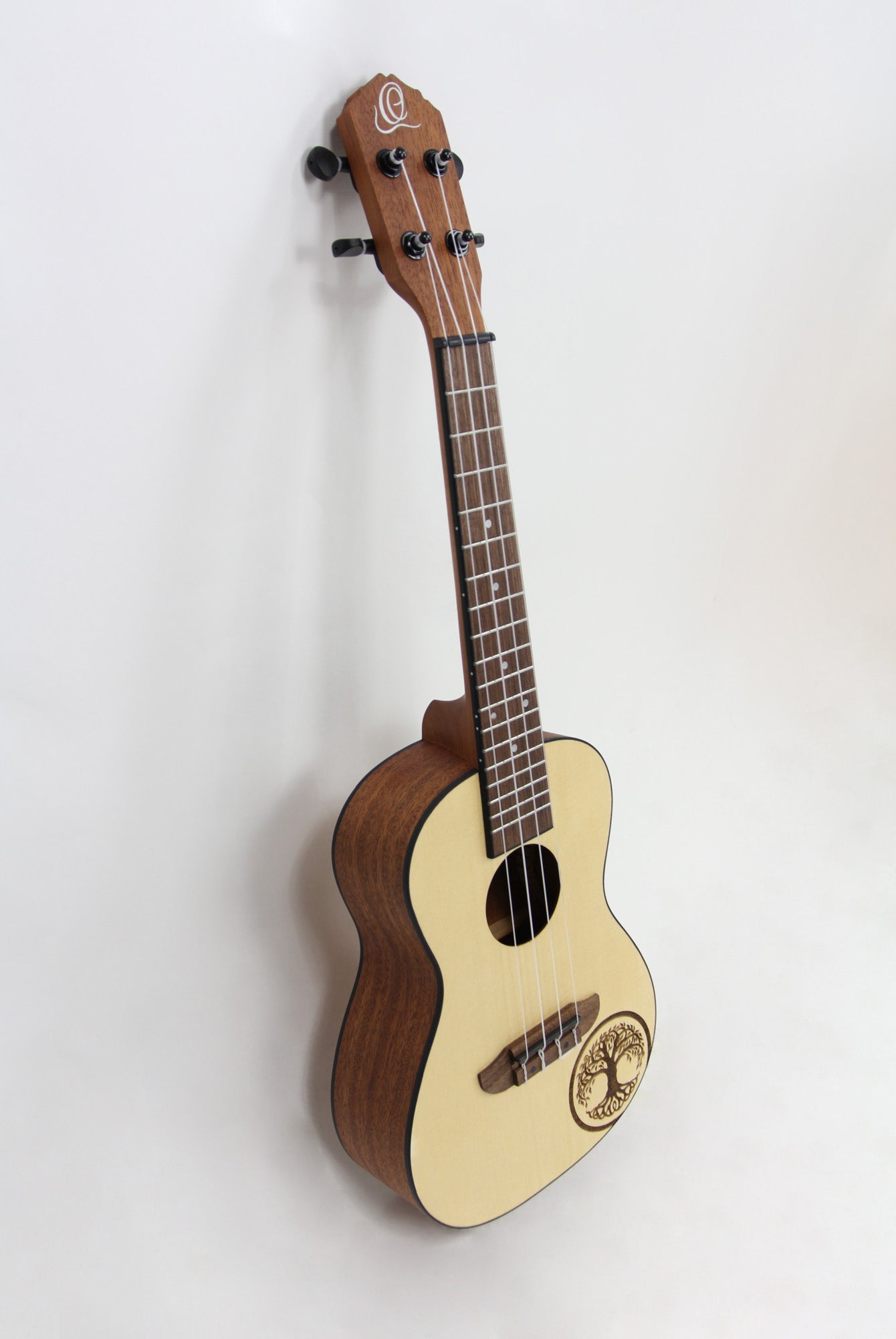 RFEU-4, exclu France, modèle Concert, table épicéa motif Tree of Life, fond & éclisses sapele, manche acajou, naturel satiné