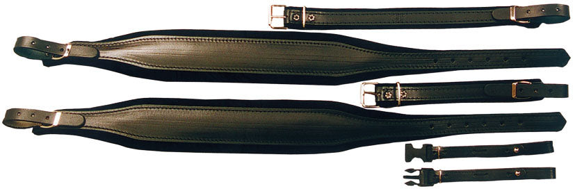 Cuir noir, 120 basses, largeur 80 mm, rembourrée de mousse, avec attache dorsale