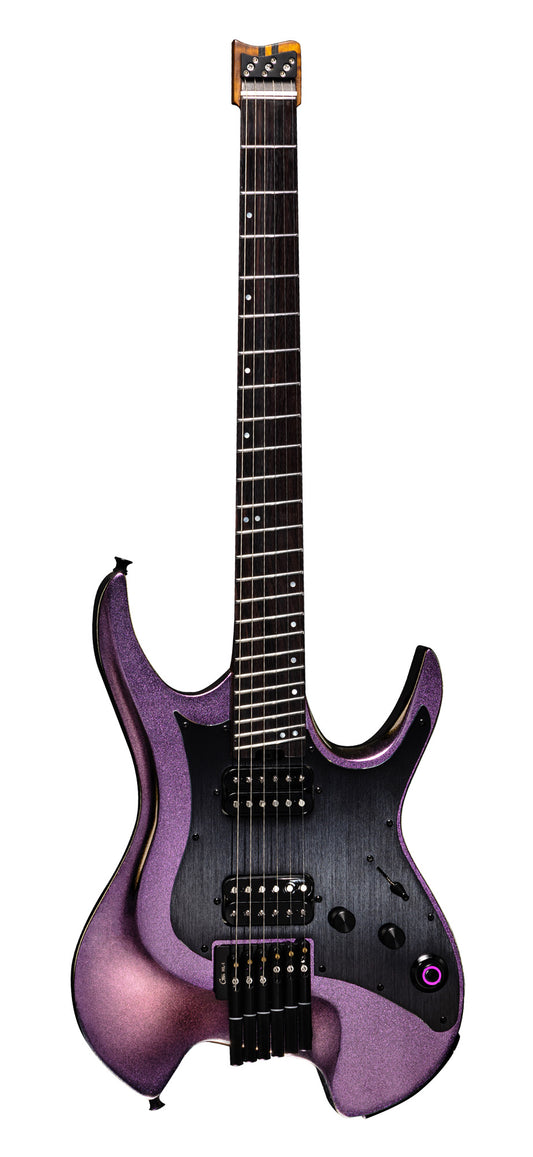 GTRS W900, corps aulne, manche érable flammé torréfié, touche palissandre, 2 micros doubles et processeur GTRS, aurora pink