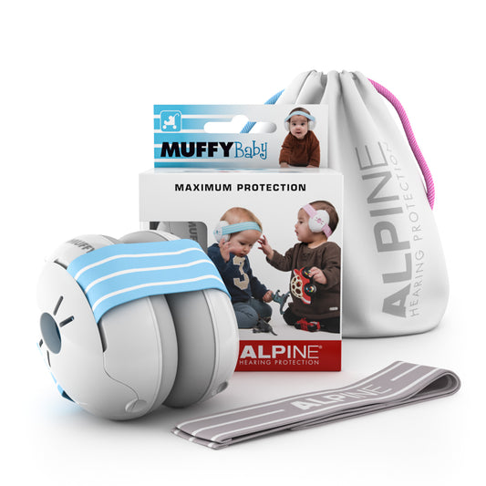 MUFFY Baby, casque auditif pour les tout-petits (de 3 à 36 mois), deux coques détachées, atténuation 23 dB, pochette, bleu