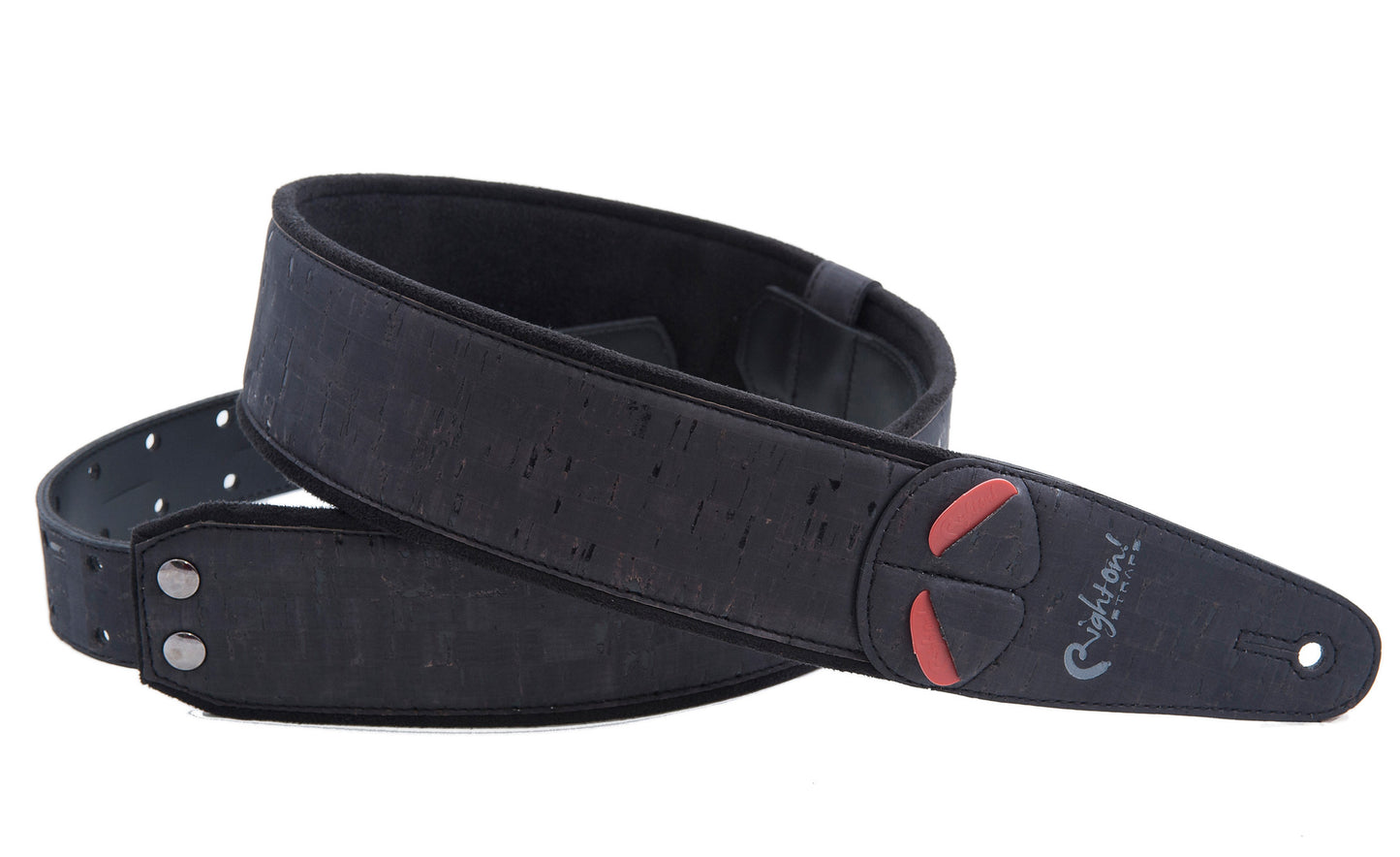 Courroie modèle CORK, extérieur liège, largeur 6 cm, longueur 100 à 145 cm, porte-médiators intégré, noir