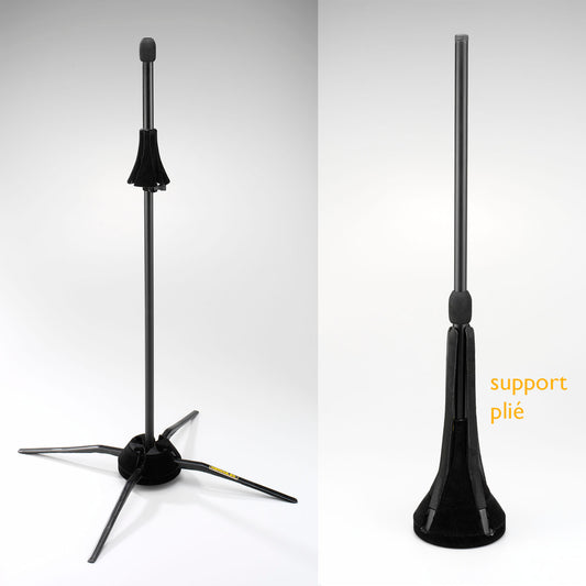 Support trombone repliable ultra-compact, se range dans le pavillon (hauteur: 87 cm, poids: 0.9 kg, taille replié: 62 x 11.6 cm)