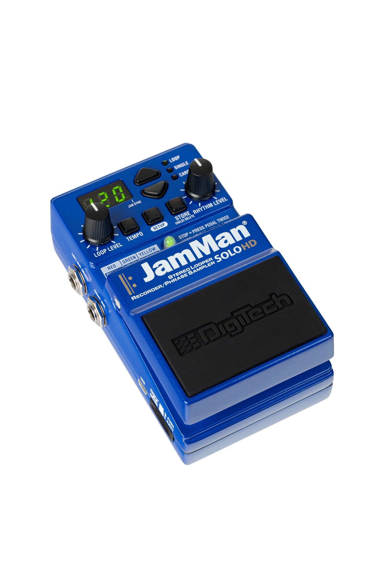 Pédale JamMan Solo HD, looper, enregistreur et sampler stéréo, avec alimentation, bleu.