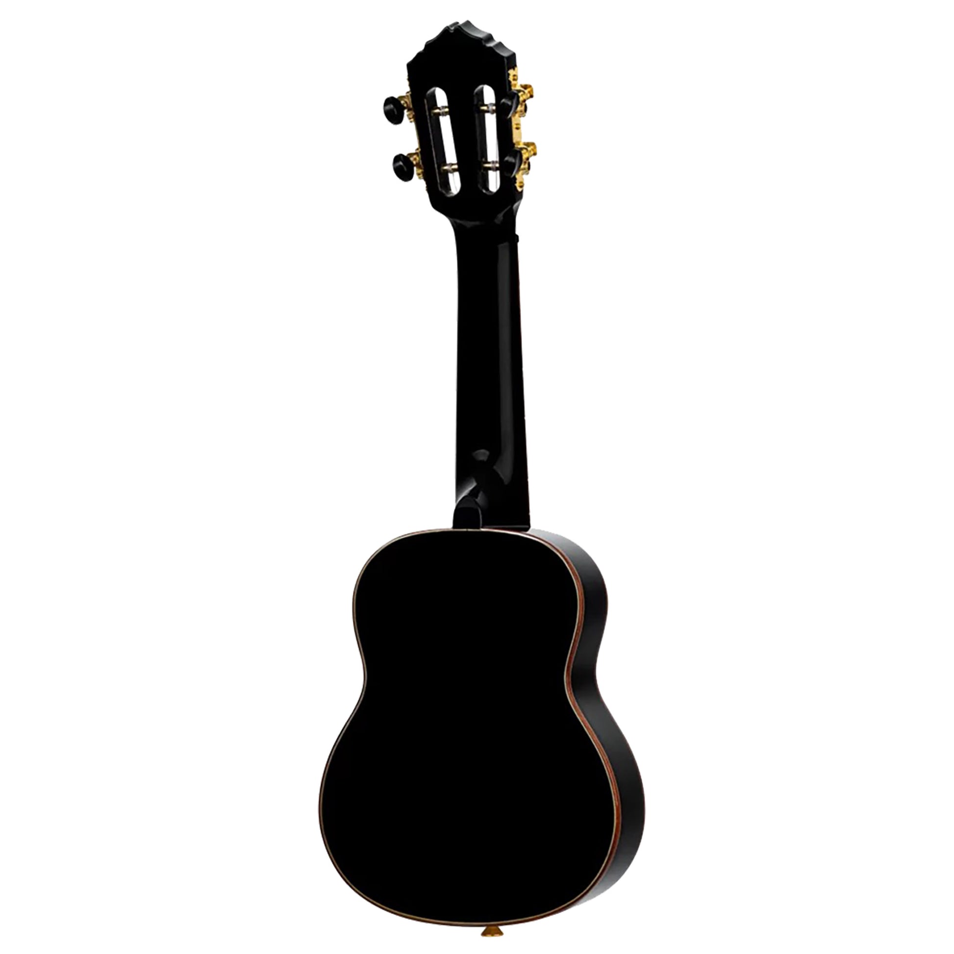 RUOX-SO, modèle Soprano, table épicéa, fond & éclisses acajou, manche acajou, housse luxe, noir brillant