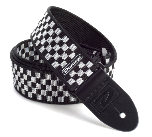 Courroie nylon modèle ECHEQUIER, largeur 5 cm (noir & blanc)