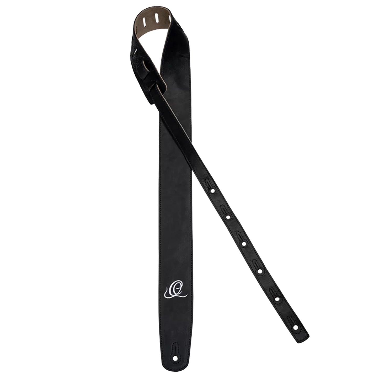 OSSU-10, courroie guitare, série Suede, face et dos cuir suédé, largeur 6 cm, longueur de 92 à 145 cm, ash