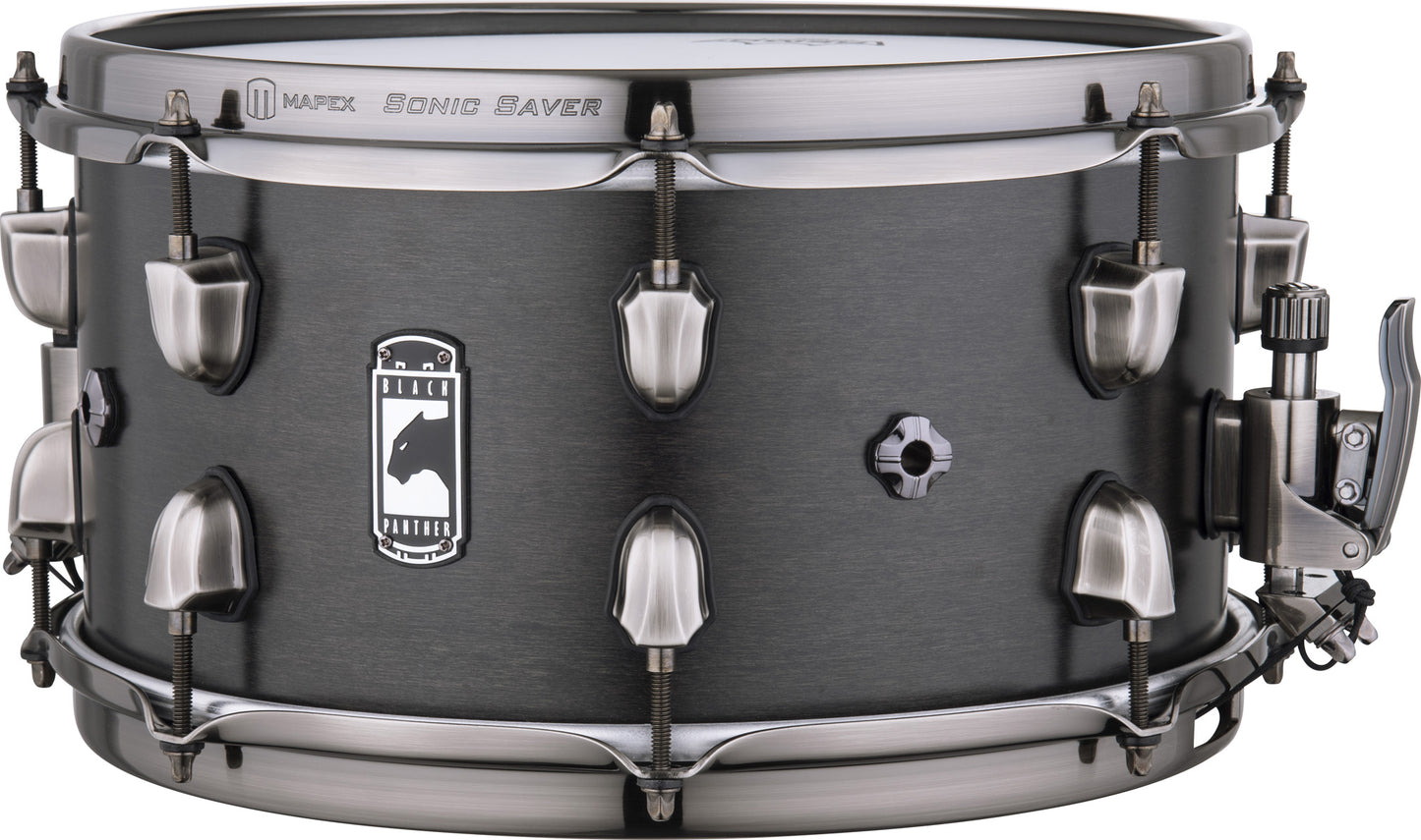 Caisse claire Mapex Black Panther"Hydro" 13 x 7", accastillage chrome noir.