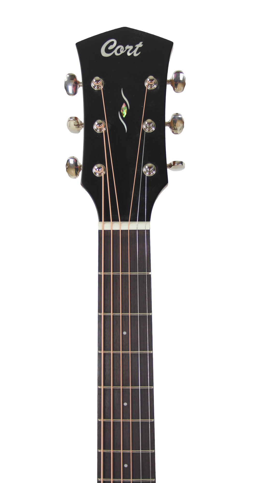 Essence D4, table épicéa Sitka massif torréfié, f/e acajou, touche & chevalet palissandre, semi brillant, table noire