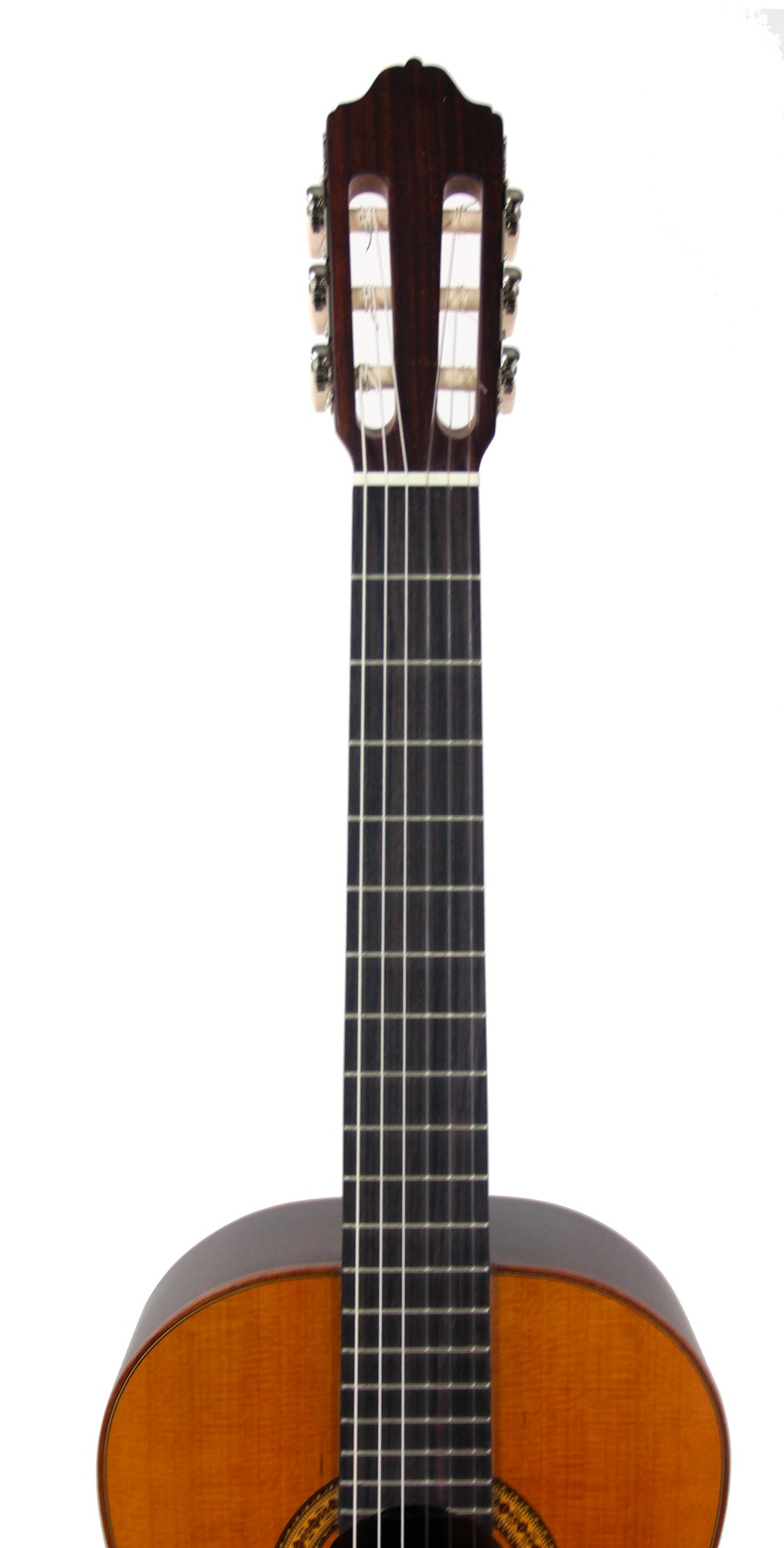 MOD.3, table cèdre massif, fond & éclisses acajou, touche palissandre, satiné, table brillante