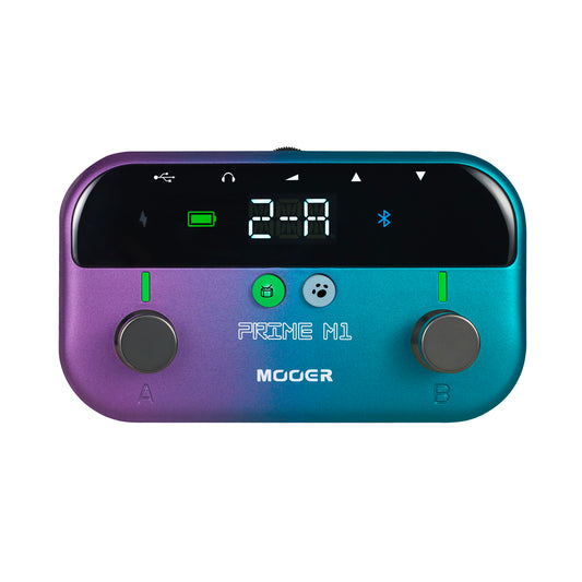 Multi-effets Prime M1, 128 effets, 21 simulations d'ampli, accordeur, boîtes à rythmes, looper, bluetooth, bleu violet pailleté