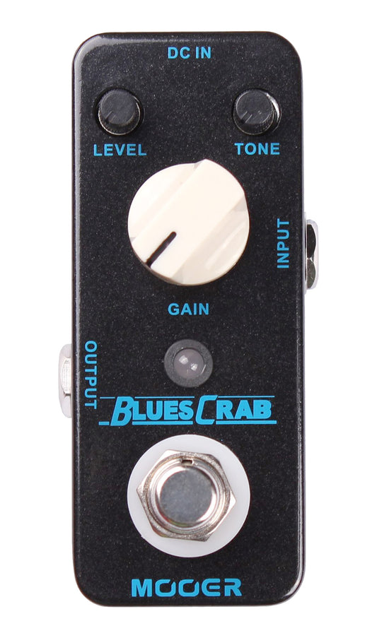 Pédale BLUES CRAB, overdrive blues classique, boîtier métal, true bypass, noir