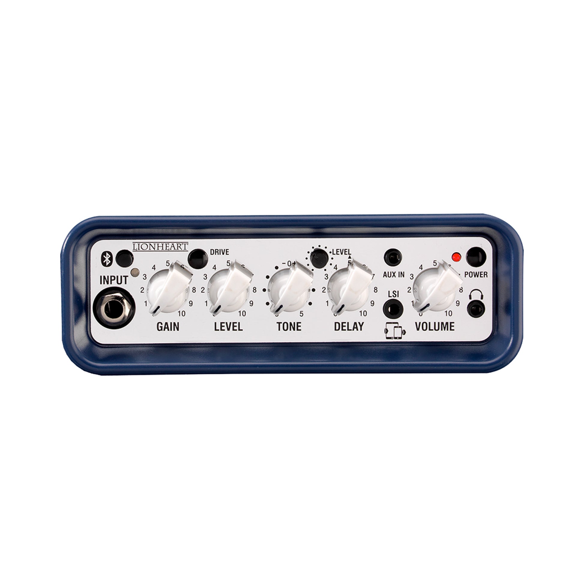 Ampli guitare stéréo 2x 3W, connexion Bluetooth, look Lionheart, 2x HP 3", 2 canaux, connectique LSI, bleu