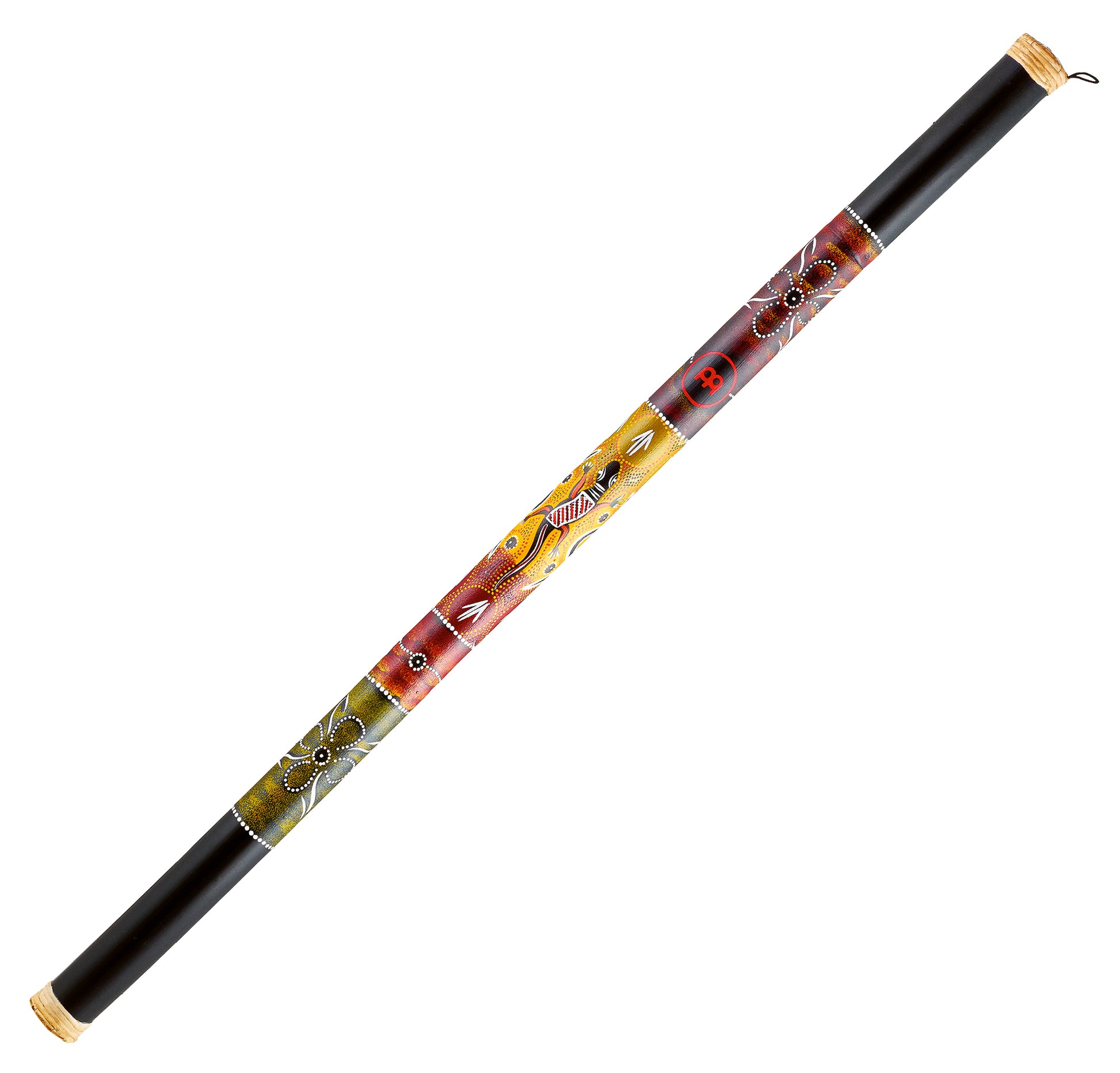 Bâton de pluie, 150 cm, bambou naturel, noir avec motifs