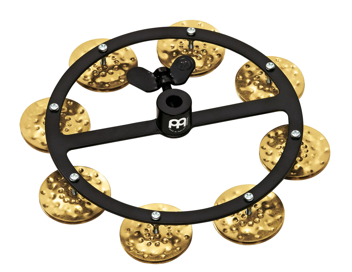 Tambourin charleston Headliner 5", 1 rangée de cymbalettes bronze martelé, noir