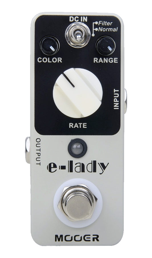 Pédale E-LADY, flanger analogique 2 modes (Normal/Filter), boîtier métal, true bypass, gris