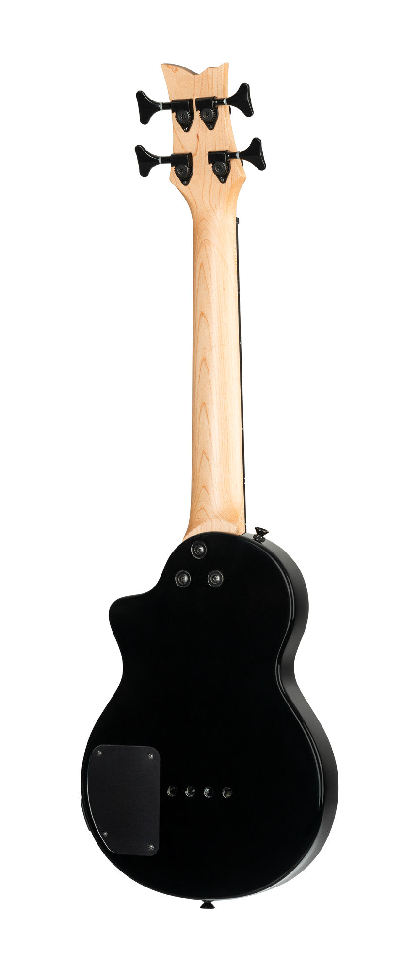 NEO-BS-TGB, modèle Ukebass, pan coupé, EQ MagusExpress, table érable flammé, corps okoumé, manche érable, housse, gris