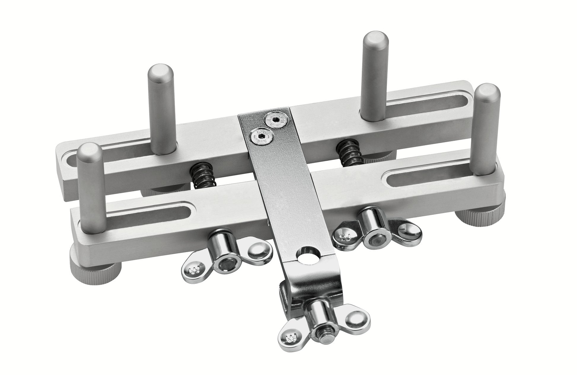 Support pour Frame Drum, totalement ajustable, avec attache, aluminium anodisé et acier chromé