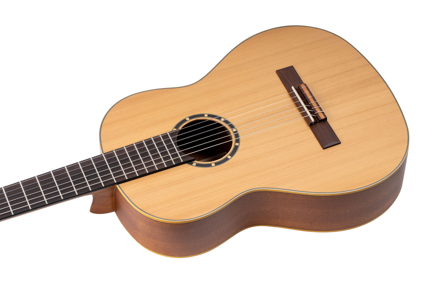 R131, table cèdre rouge massif, fond & éclisses acajou, manche acajou (sillet 52 mm), housse, naturel satiné