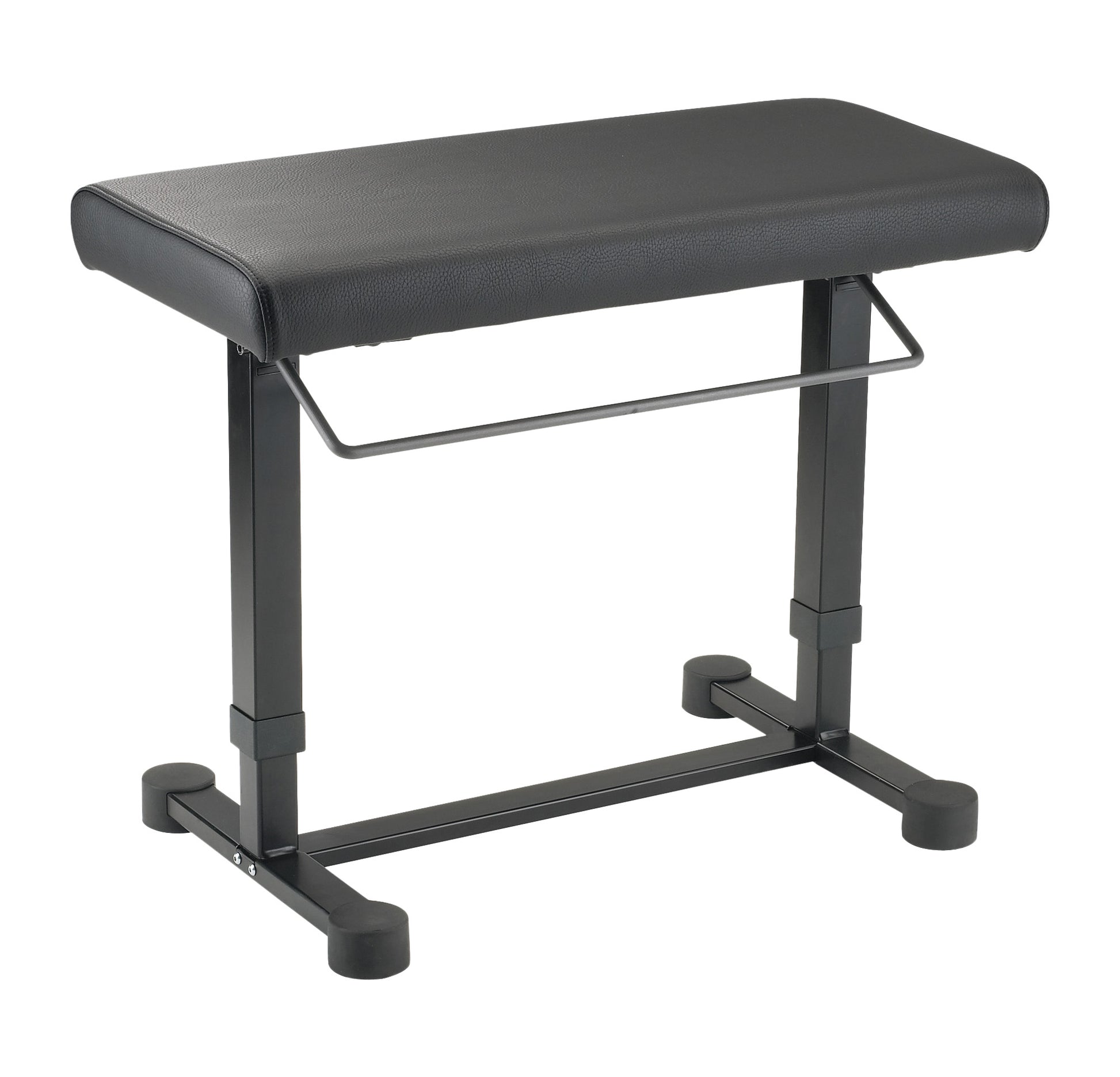 Banquette clavier, assise simili cuir: 66 x 33 cm, hauteur: 45 à 61 cm, taille replié: 66 x 38 x 45.5 cm, poids: 11.7 kg, noir