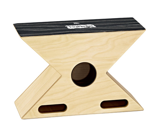 X-CAJON VIVA RHYTHM FAÇADE STRIPED ONYX, CORPS EN BOULEAU BALTIQUE, FORME EN X CONFORTABLE ET UNIQUE, FINITION NATUREL