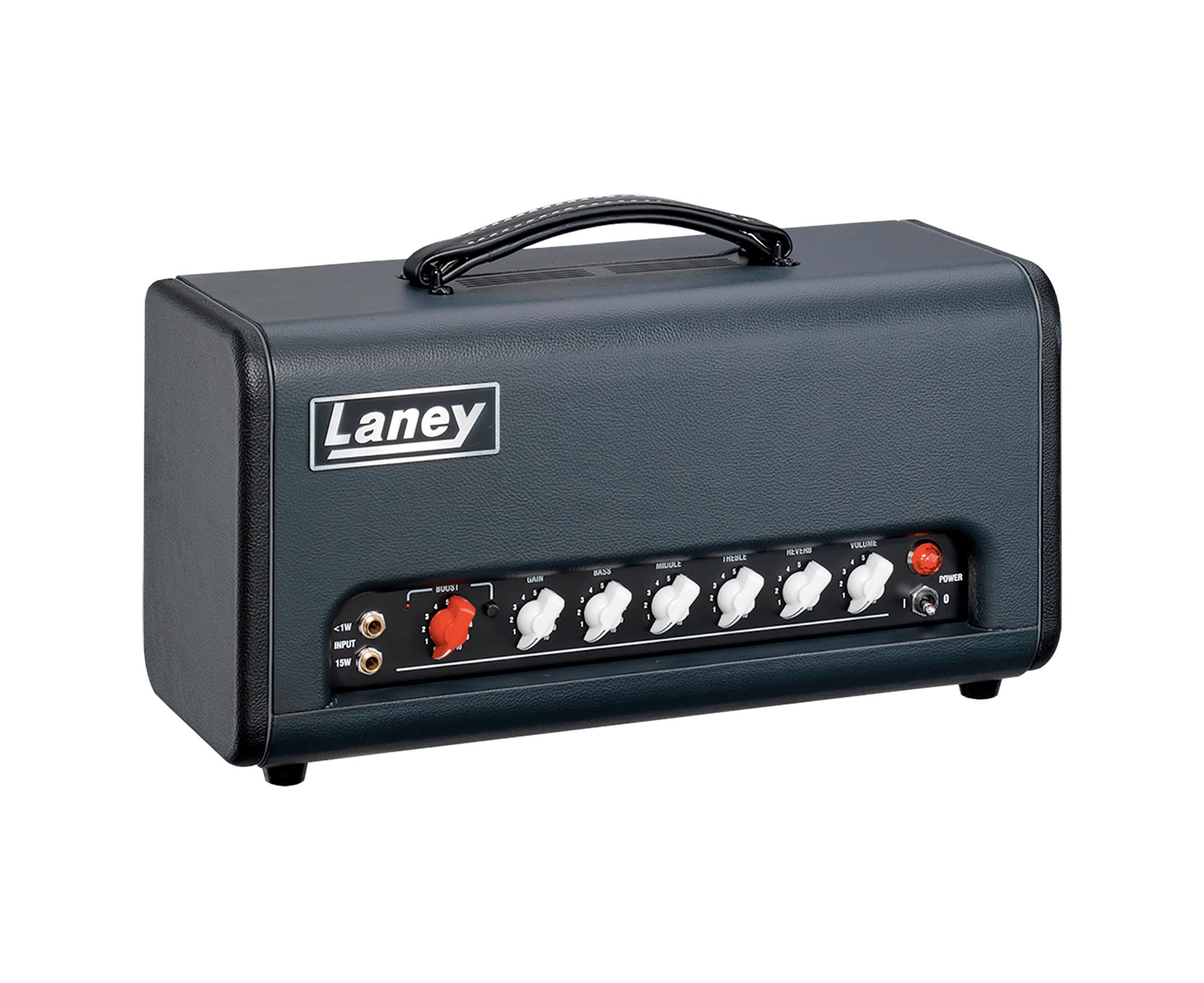 Tête à lampes CUB-SUPERTOP, 15W & <1W, 3 lampes préampli 12AX7, 2 lampes de puissance EL84 (Class AB), réverb, gris et noir