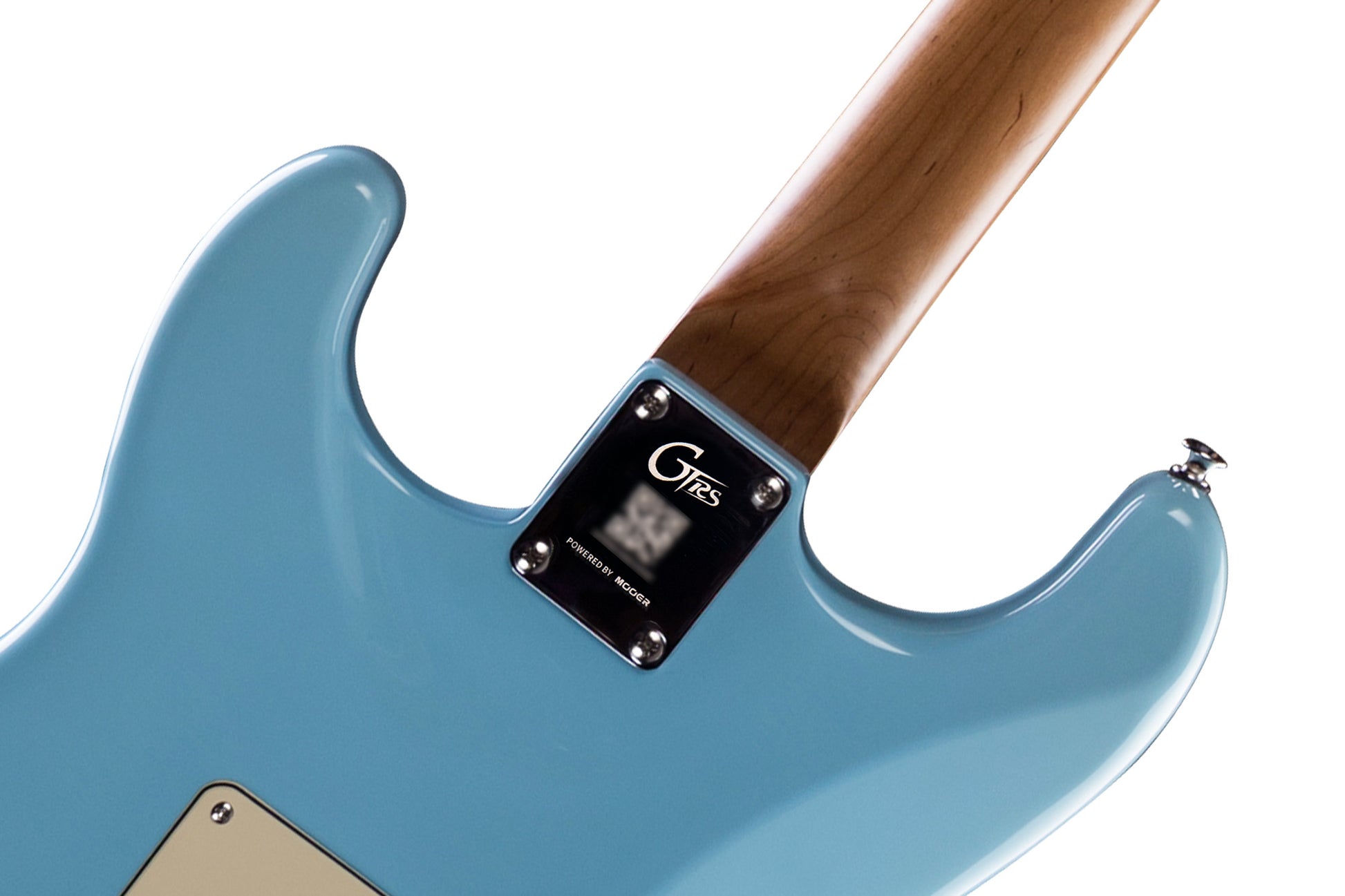 GTRS P800, corps aulne, manche érable flammé torréfié, touche palissandre, micros et processeur GTRS, tiffany blue