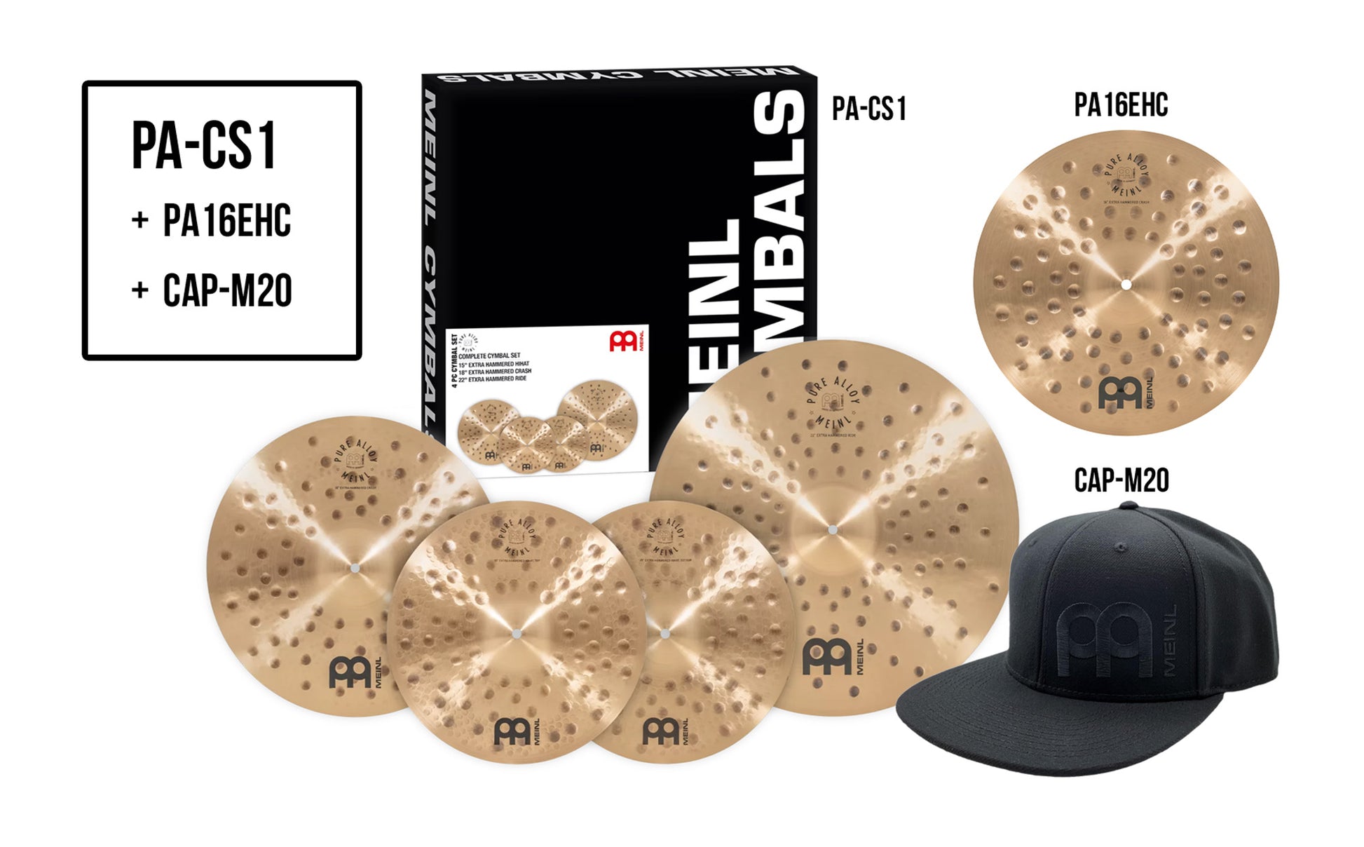 PACK MEINL PURE ALLOY EXTRA HAMMERED EXPANDED + CASQUETTE