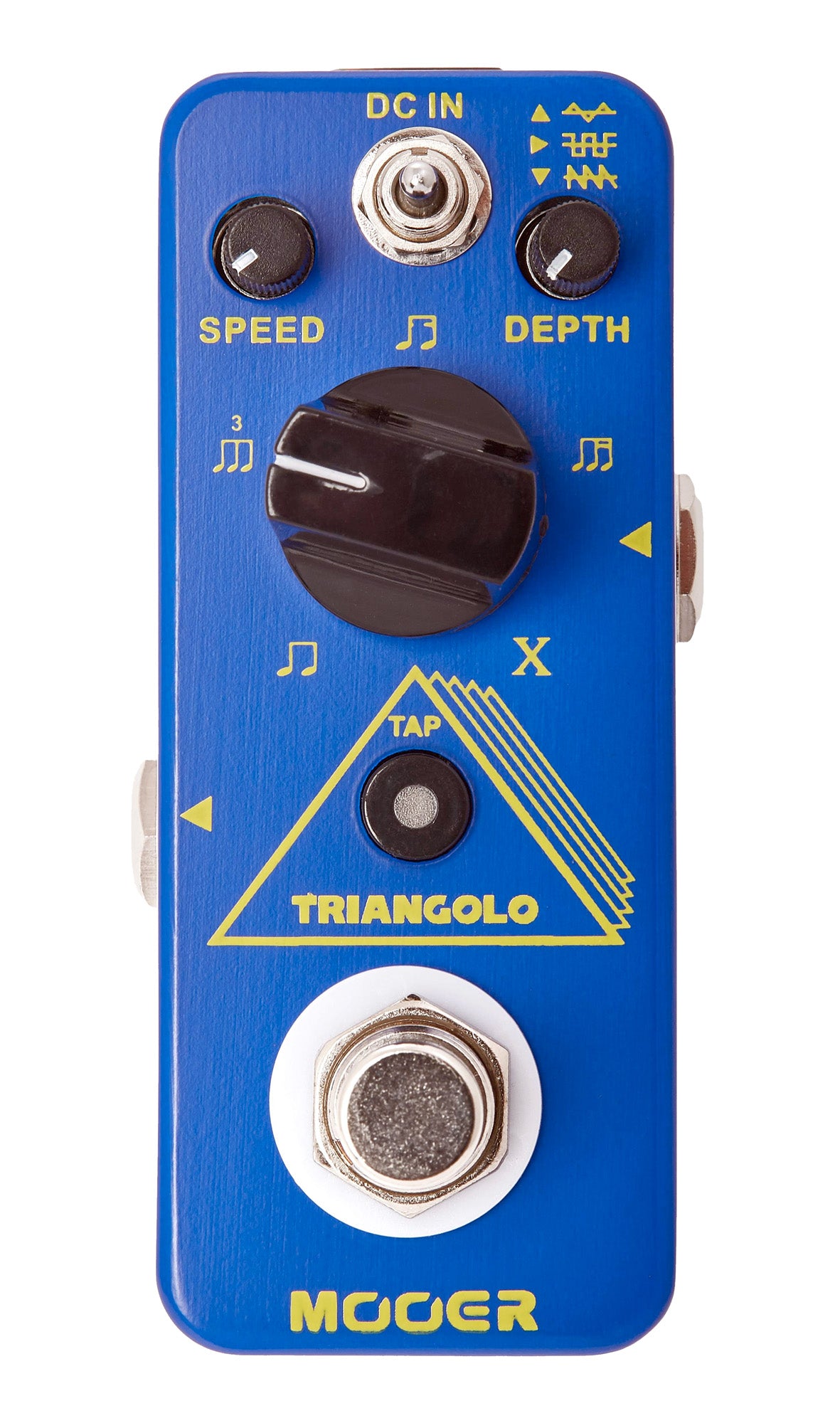 Pédale TRIANGOLO, trémolo numérique haute-qualité, 3 formes d'onde sélectionnables, boîtier métal, true bypass, bleu