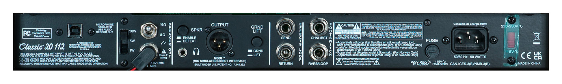 Ampli à lampes 20W, HP 1x 12", 2 canaux, EQ 3 bandes, Reverb intégrée, pédalier inclus, sortie DI, sortie casque, finition tweed