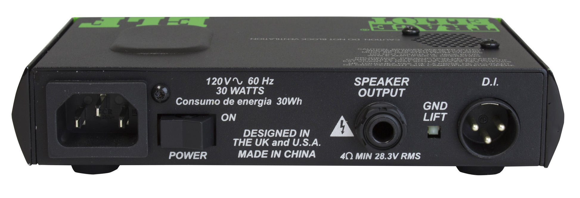 Tête amplifiée ultra compacte pour basse 200W, EQ 3 bandes, sortie DI, sortie casque, housse, finition vert