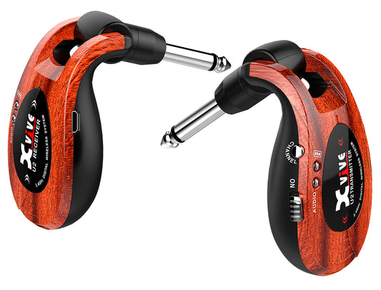 Système sans-fil pour guitare U2, bande de fréquence 2.4 GHz, conversion A/D 24-bit, câble USB, imitation bois