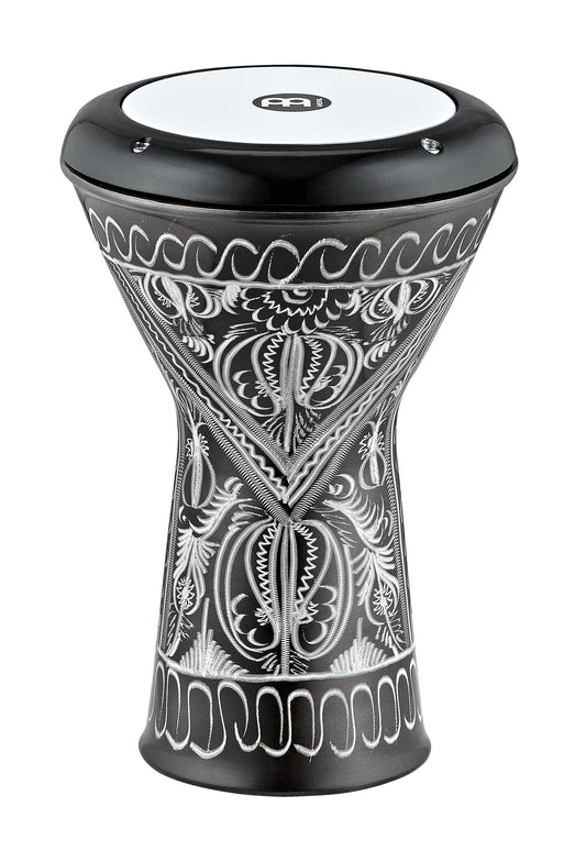 Doumbeck aluminium 15.2 x 30.5, gravé main, peau synthétique, avec peau de rechange + housse + clé, noir / gravures blanches