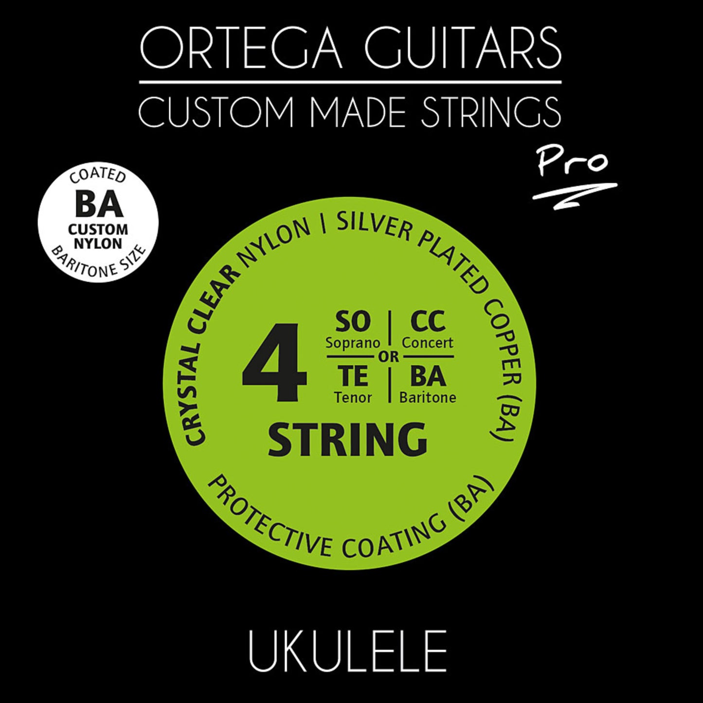 Jeu CUSTOM PRO pour ukulélé bariton, nylon Crystal transparent et cuivre plaqué argent/nylon (cordes filées)