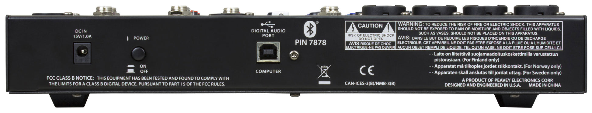 Table de mixage 10 canaux, 4 préamplis micro XLR/Jack, EQ 3 bandes, Bluetooth, effets numériques, entrée guitare Hi-Z, noir