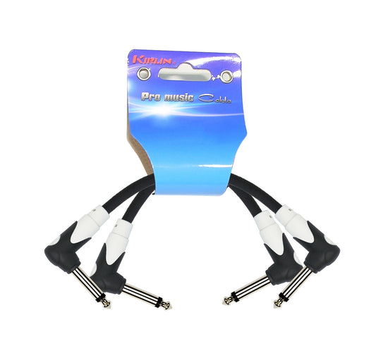 Pack de 2 câbles patch LIGHT GEAR Jack mono coudé/Jack mono coudé, 0.30 mètres, noir