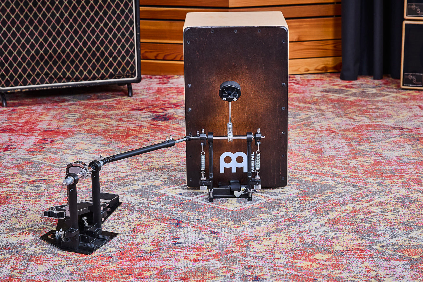 Pédale Cajon Professionnelle repositionnable, batte en mousse, tension de ressort ajustable, noir