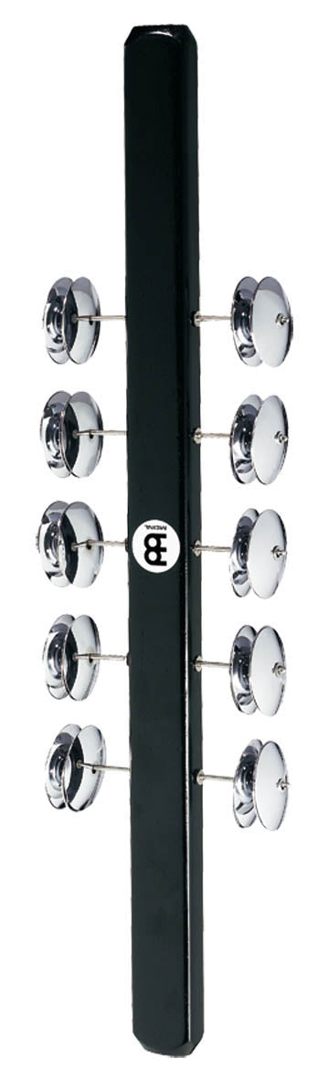 Rocar style moderne, bois d'hévéa, 20 paires de cymbalettes chromées, noir