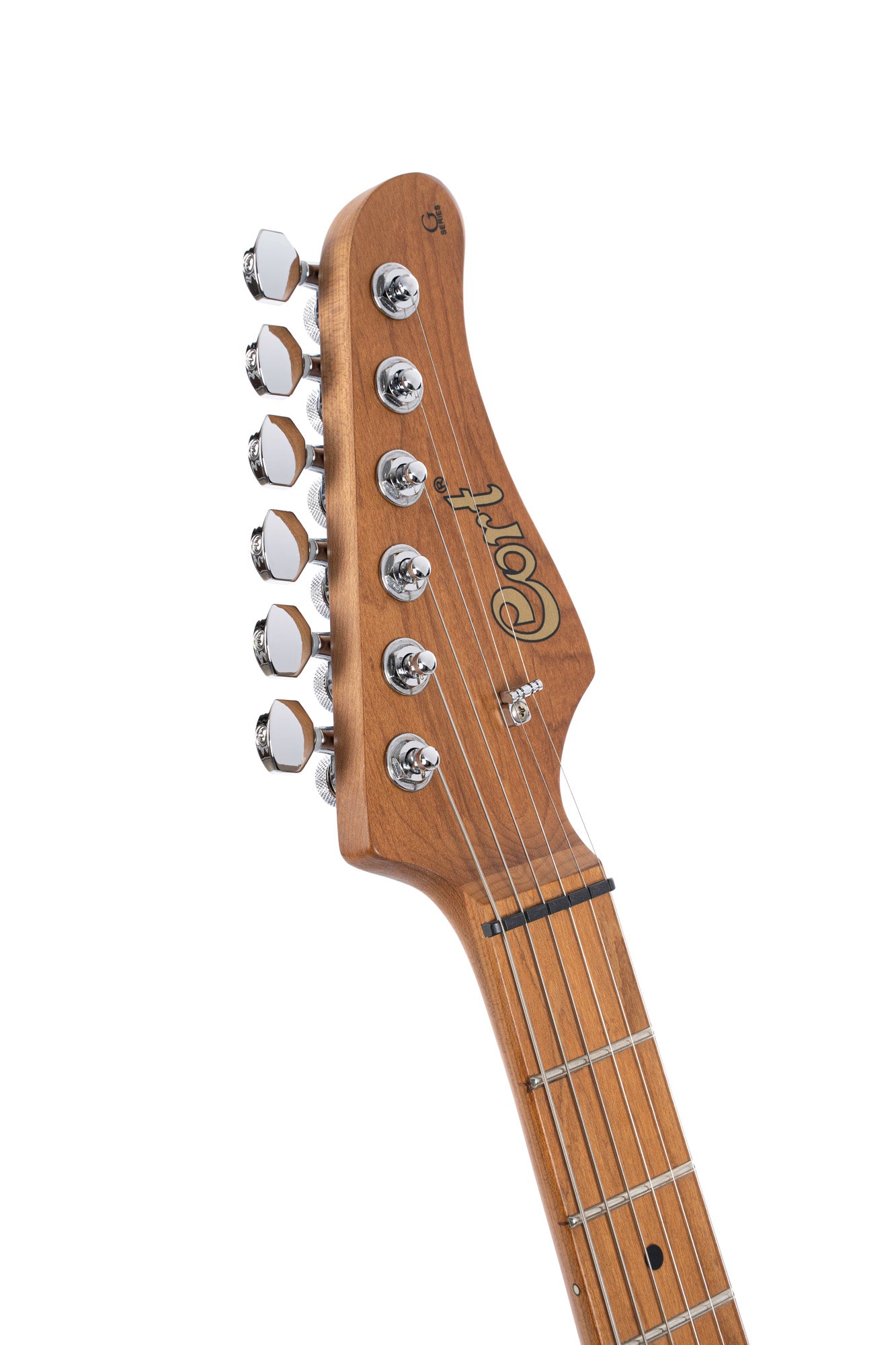 G290 FAT II, corps sassafras, table érable flammé, manche et touche érable torréfié, 2 micros Voiced Tone VTH-77, blue burst