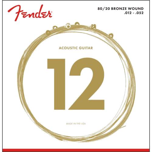 Fender 80/20 Bronze Acoustic Strings, Ball End, 70L, .012-.052