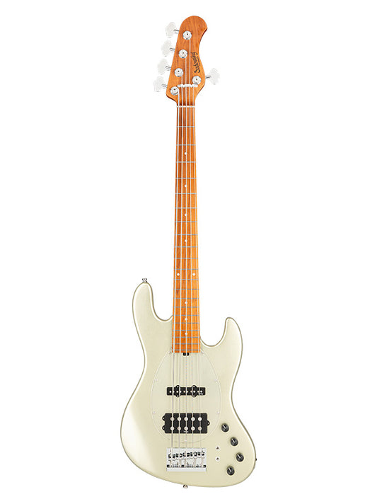 Metroexpress, MJ Vintage Bass, 5 cordes, 21 frettes - Champagne Metallic High Polish,Maple