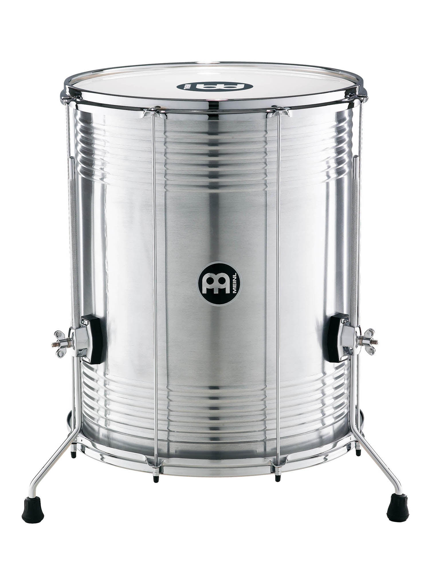 Surdo 18 x 22", 8 tirants, fût aluminium, peau synthétique, accastillage chromé, avec pieds ajustables