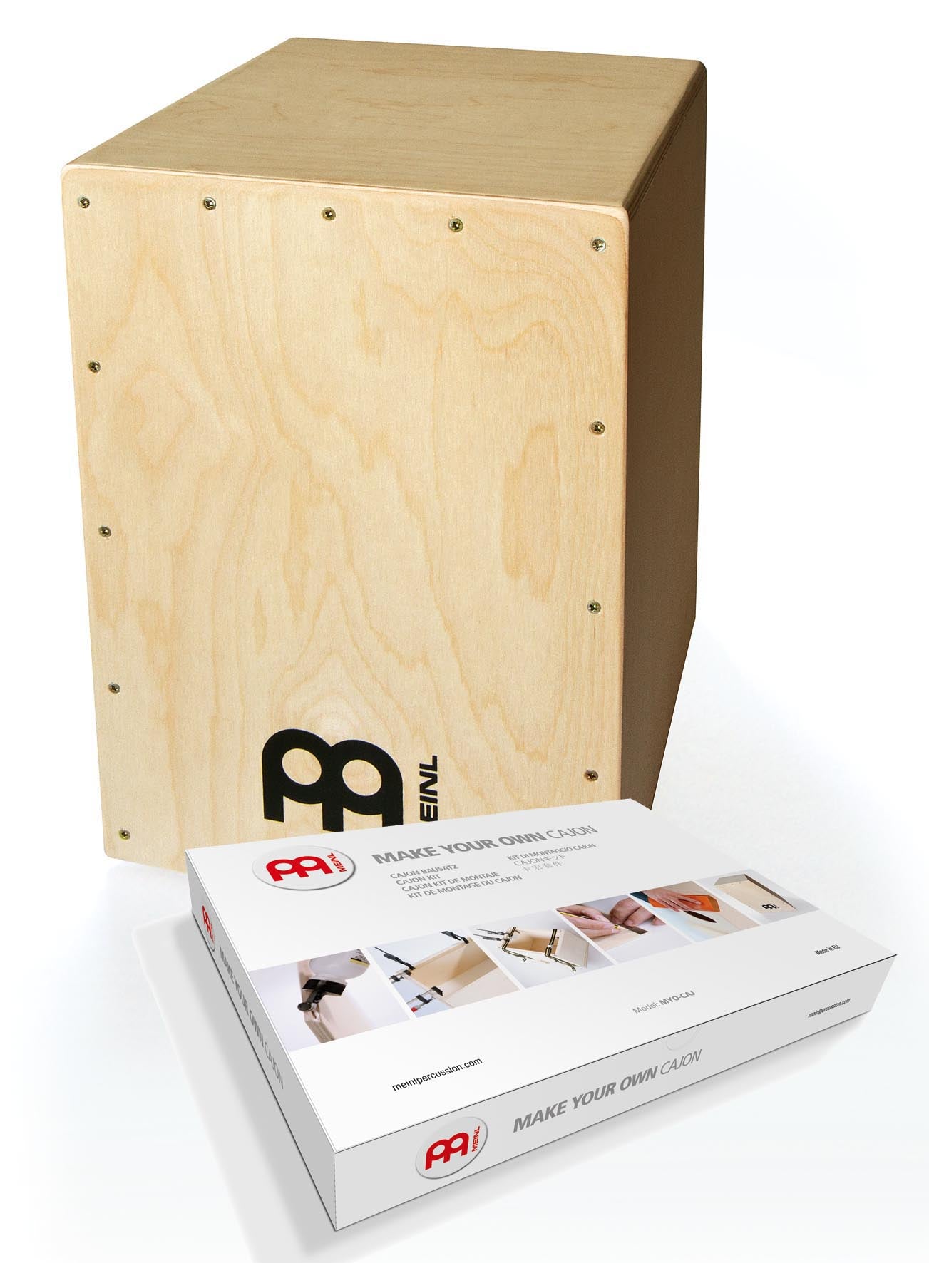 Cajon, kit complet de fabrication, façade en bouleau, corps en bouleau, dimension: 30 x 46  x30cm, naturel